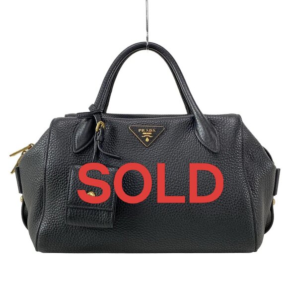 PRADA Black Vitello Dino Leather Handbag 1005-070725 - Picture 1 of 14